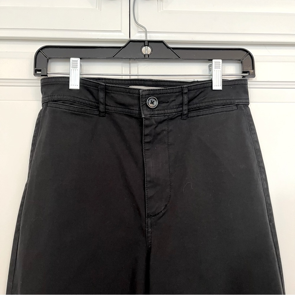 Everlane Black Hi Waisted Wide Leg Cropped Trousers Size 2 - Picture 4 of 11